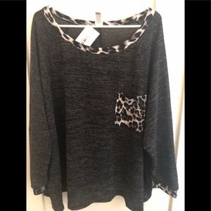 Grey with leopard trim top